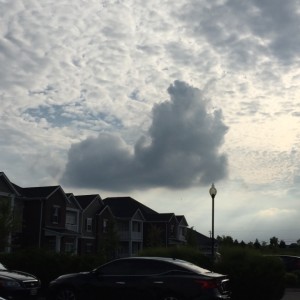 heart-shaped cloud in the sky